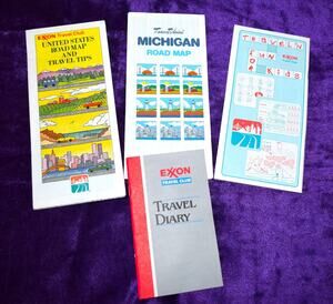 1984 Exxon United States Gas Station Road Map Michigan Road Map and +